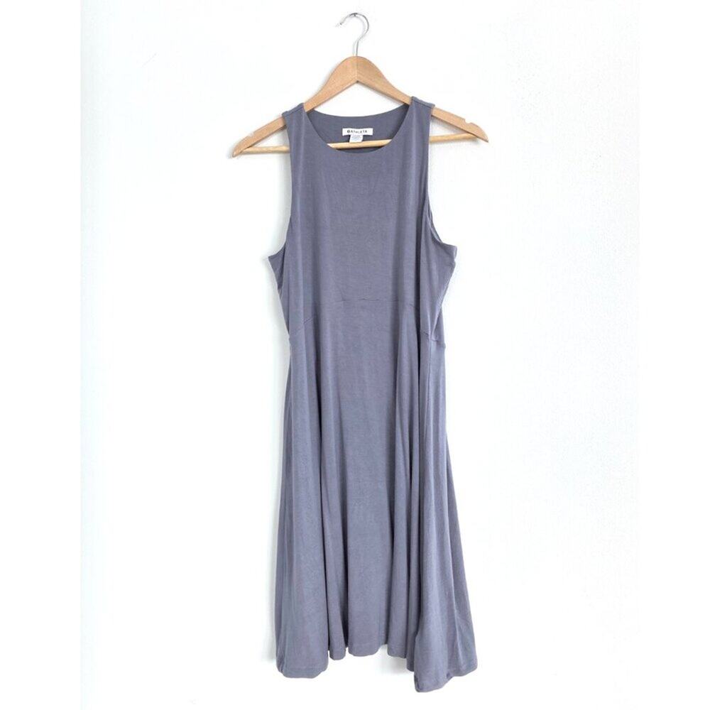 Athleta Gray Performance Racerback Midi Dress Athleisure Travel Casual Fit Flare